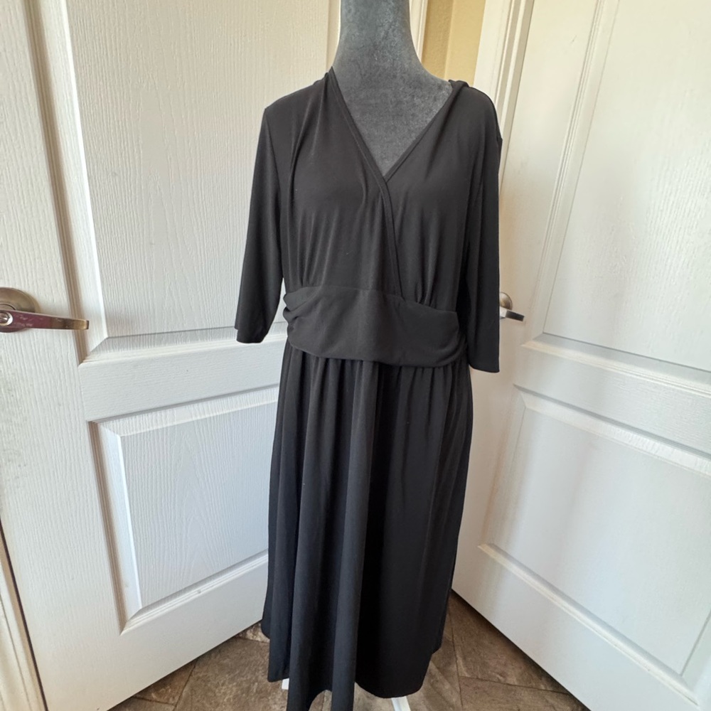 TravelSmith Black One Shoulder Dress